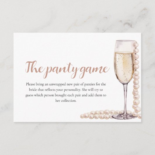 Gouden Parels en Prosecco Vrijgezellenfeest Panty  Informatiekaartje (Voorkant)