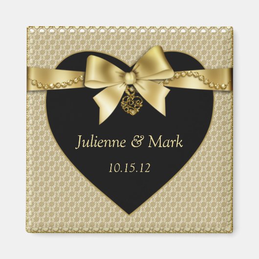 Gouden Parels Lint op Zwarte Magneet (Voorkant)