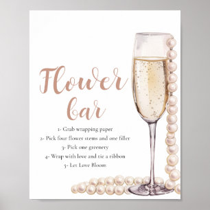 Gouden Parels & Prosecco Champagne Bloem Bar Teken Poster
