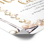 Gouden Parels & Prosecco Champagne Bloem Bar Teken Poster (Hoek)