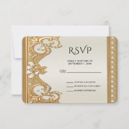 Gouden  Parels Witte RSVP-kaart RSVP Kaartje