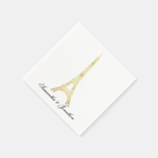 Gouden Parijse Eiffeltoren bruiloft aangepaste ser Servetten (Hoek)