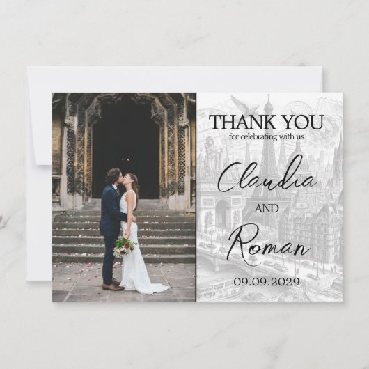 Gouden Paris Paspoort Bedankkaart (Voorkant)