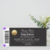 Gouden Partij Ticket Uitnodiging (Staand voorkant)