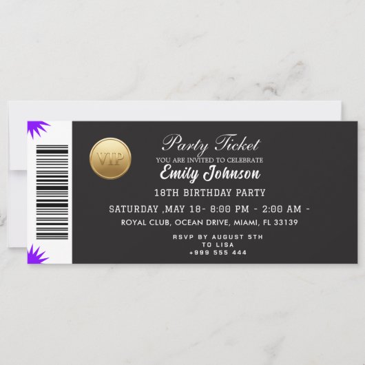 Gouden Partij Ticket Uitnodiging (Voorkant)