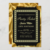 Gouden Partij Ticket Uitnodiging (Voorkant / Achterkant)