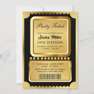 Gouden Partij Ticket Uitnodiging