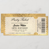Gouden Partij Ticket Uitnodiging (Voorkant / Achterkant)