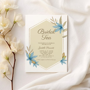 Gouden pastel bloemenbruids theekransje Vrijgezell Kaart