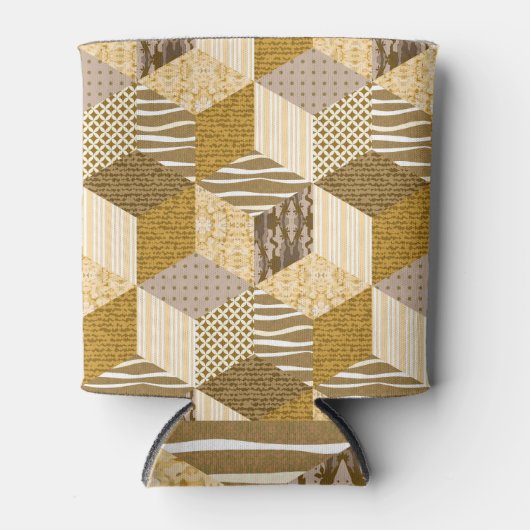 Gouden Patchwork: Sandy Quilt Elegance. Blikjeskoeler (Voorkant)