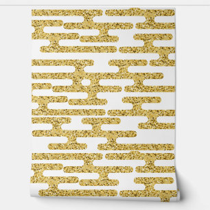 Gouden Patroon en Witte Achtergrond Modern Behang
