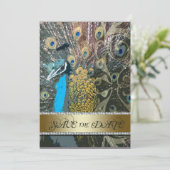 Gouden Pauw Save the Date Aankondiging (Staand voorkant)