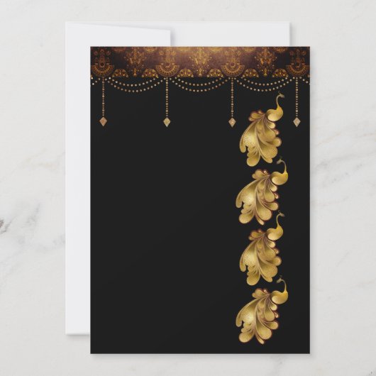 Gouden pauwen, Oud-Egyptisch, Art Deco bruiloft Kaart (Achterkant)