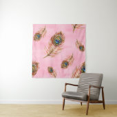 Gouden pauwenveren, waterverf naadloos patroon wandkleed (In situ)