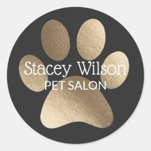 Gouden Paw Print Logo op Charcoal Productlabel Ronde Sticker