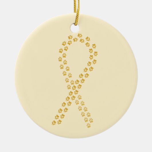 Gouden Pawprint lint Keramisch Ornament (Voorkant)
