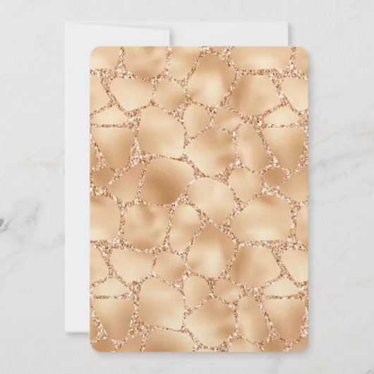 Gouden Peach Glitzy Giraffe Print Bruiloft Kaart (Achterkant)