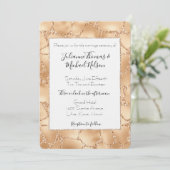 Gouden Peach Glitzy Giraffe Print Bruiloft Kaart (Staand voorkant)