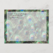 Gouden Peacock Feather Bruiloft/Dank u Briefkaart (Achterkant)