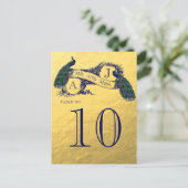Gouden Peacock Trouwtafel nummer Briefkaart (Staand voorkant)