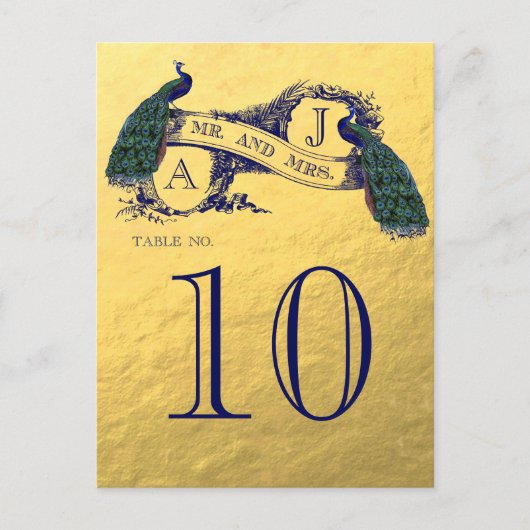 Gouden Peacock Trouwtafel nummer Briefkaart (Voorkant)