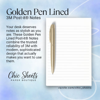 Gouden Pen Gelinieerde 3M Post-it® Notities Notes