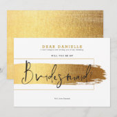 Gouden penseelstreek elegante moderne zwarte typog kaart (Voorkant / Achterkant)