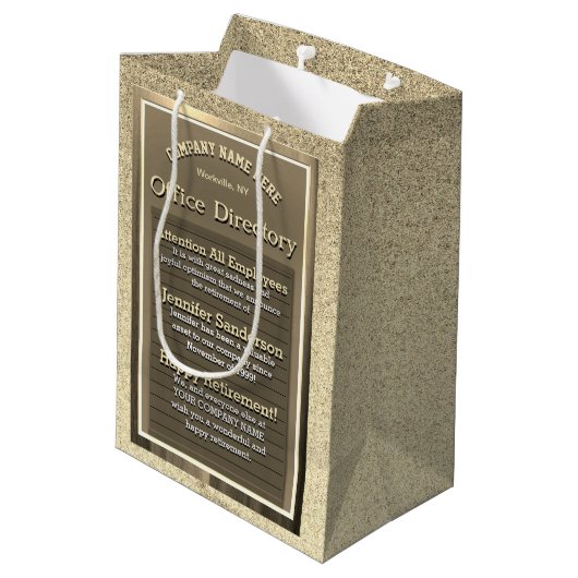 gouden pensioenteken medium cadeauzakje (Achterkant Gekanteld)