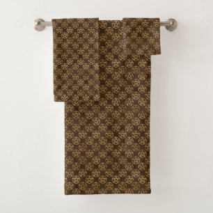 Gouden Pentacles op Bruin Bad Handdoek