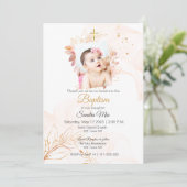 Gouden perzik doop uitnodiging (Staand voorkant)