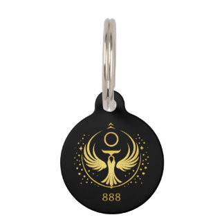 Gouden Phoenix 888 Sleutelhanger | Spiritueel Symb Huisdierpenning