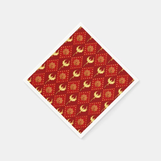 Gouden Phoenix en lotus symbool patroon op rood Servet (Hoek)