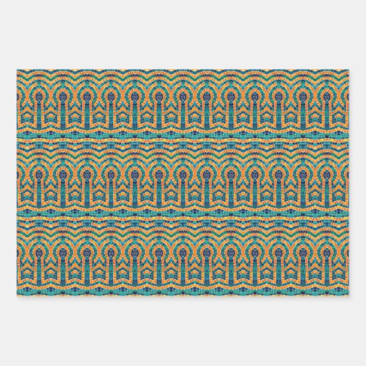 GOUDEN PICTOGRAMMEN MOZAÏEK Flat Sheet Wrapping Pa Inpakpapier Vel (Voorkant 3)