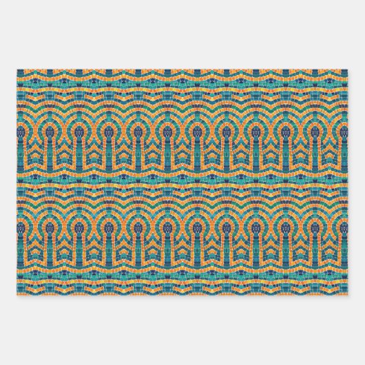 GOUDEN PICTOGRAMMEN MOZAÏEK Flat Sheet Wrapping Pa Inpakpapier Vel (Voorkant 2)