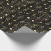 Gouden pijnbomen en Ornamenten Kerst Cadeaupapier (Hoek)