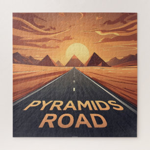 Gouden Piramides Weg Egypte Zonsondergang Kunst Legpuzzel