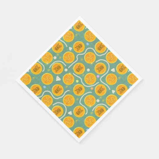 Gouden Piraten Munten en Parels Patroon Servet (Hoek)