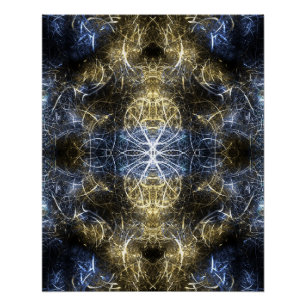 Gouden Plasma Heilige Geometrie Fractale Kunst Perfect Poster
