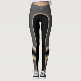 Gouden/Platina/Zwarte Zijband Leggings