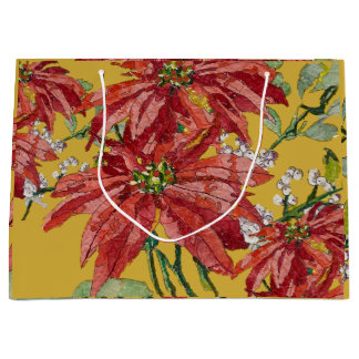 Gouden Poinsettia | Fijne Kunst Kerstmis Groot Cadeauzakje
