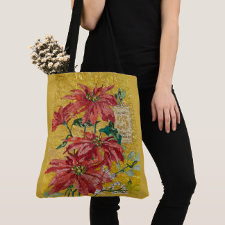 Gouden Poinsettia | Fijne Kunst Kerstmis Rood Draagtas