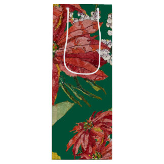 Gouden Poinsettia | Fijne Kunst Kerstmis Wijn Cadeautas