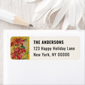 Gouden Poinsettia | Kerst Retouradres Etiket