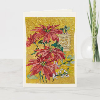Gouden Poinsettia | Lege Fijne Kunst Kerstkaart Feestdagen Kaart