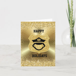 Gouden politie-icoon kerstkaart kaart