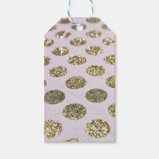 Gouden Polka Dot Glitter Look Cadeaulabel (Voorkant)