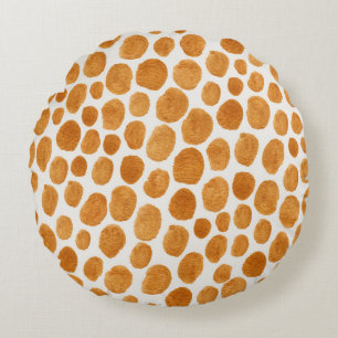 Gouden Polka stippen: Abstracte Gouache Rond Kussen