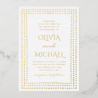 Gouden polka stippen bruiloft. Elegant eenvoudig g