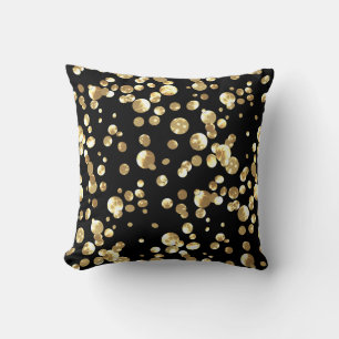 Gouden polka stippen op een zwarte achtergrond. kussen