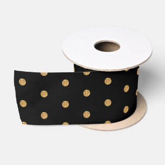 Gouden polka-stippen op zwarte satijnen lint